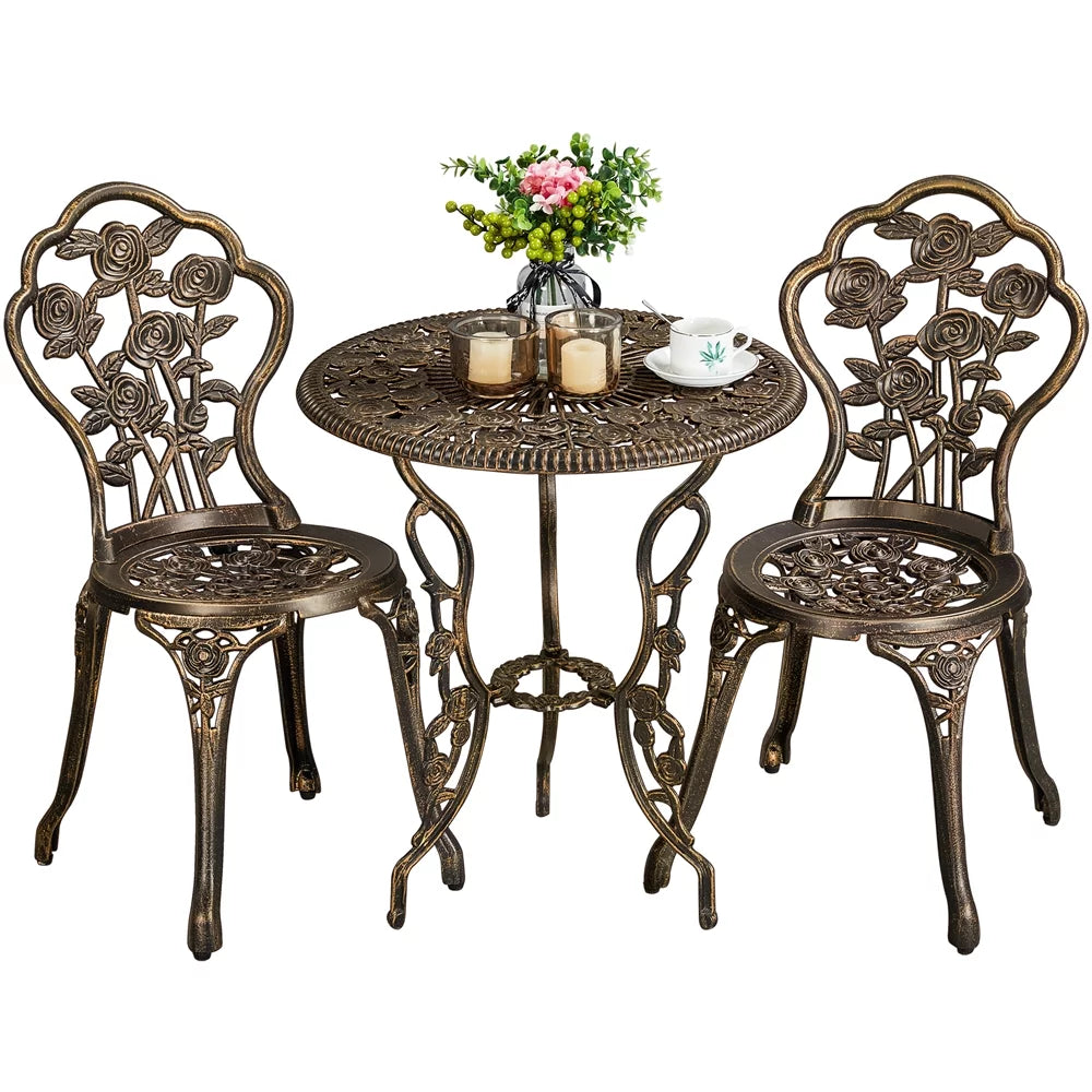 3 Piece Patio Bistro Table Set with Umbrella Hole X99853
