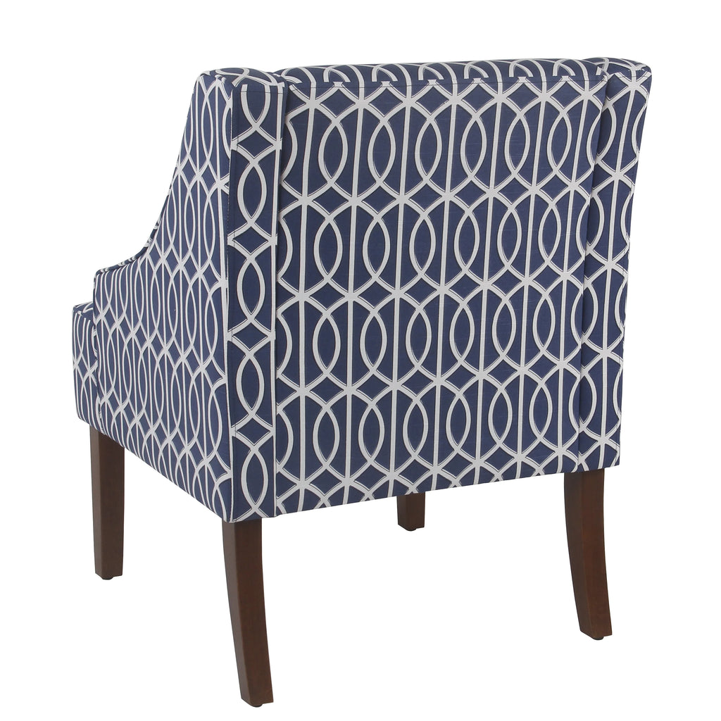 Cream and Blue Geometric Accent Armchair G66378