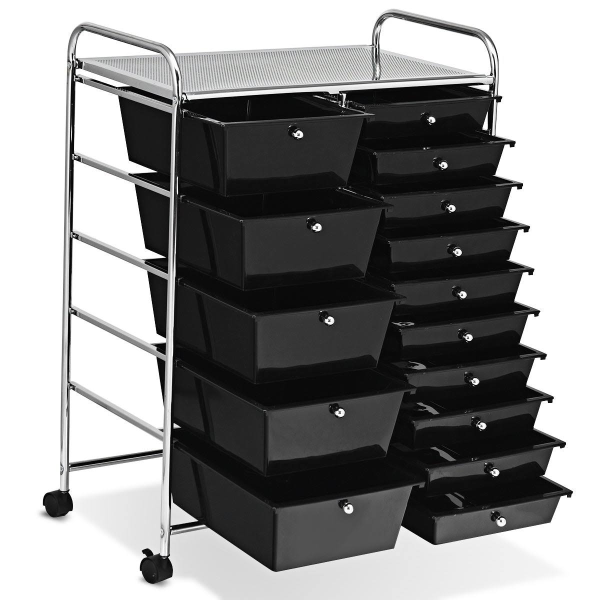 15-Drawer Utility Organizer Rolling Cart with Wheels D68624