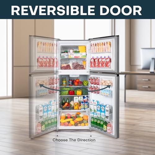 7.7 Cu.Ft. Double Door Refrigerator with Freezer, Black D203