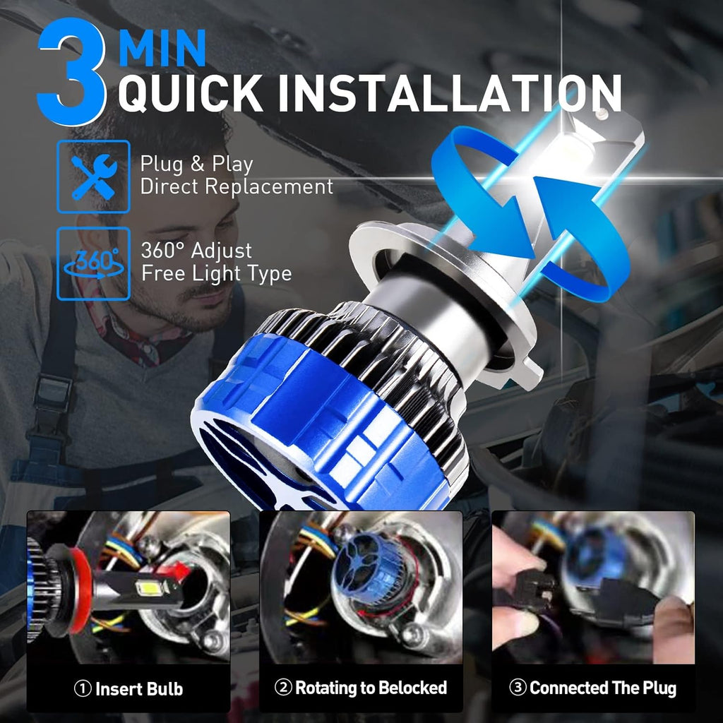H7 LED Headlight Bulbs 6500K Cool White Pack of 2 H916