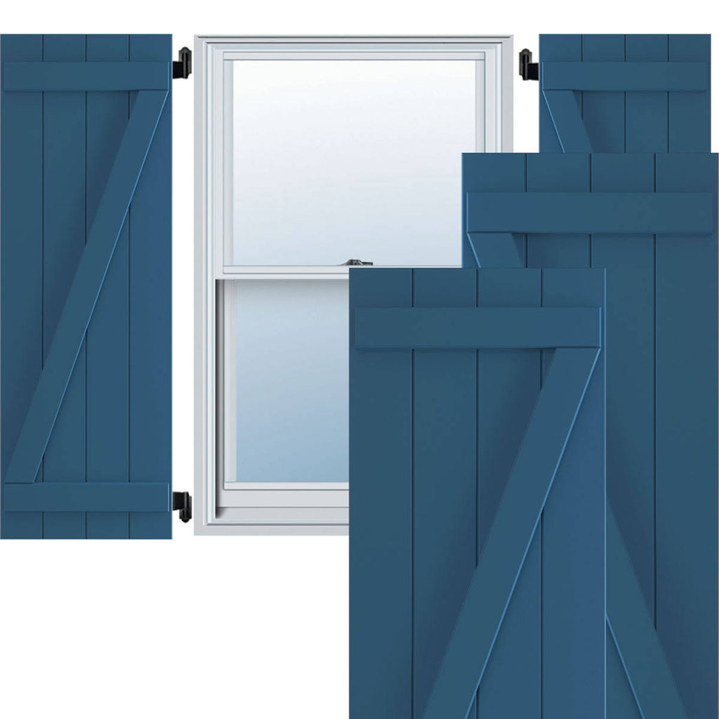 Sojourn Blue PVC Board and Batten Shutters (Per Pair) L4609