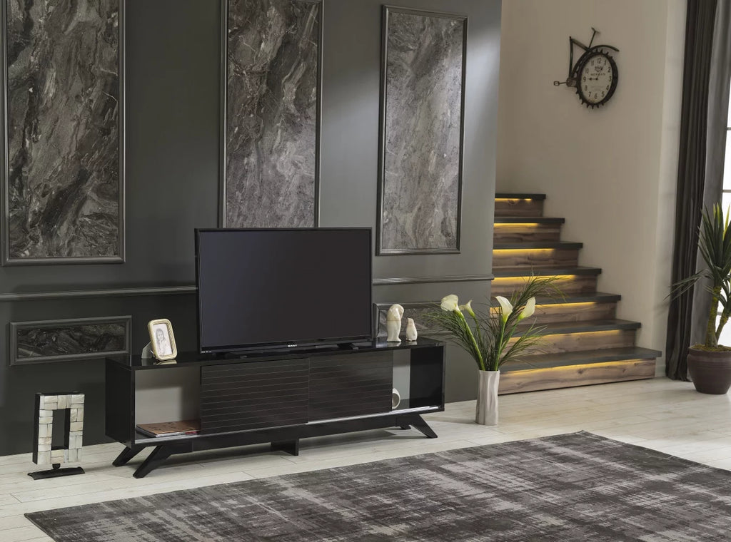 Black Mid Century Modern Tv Stand H579826