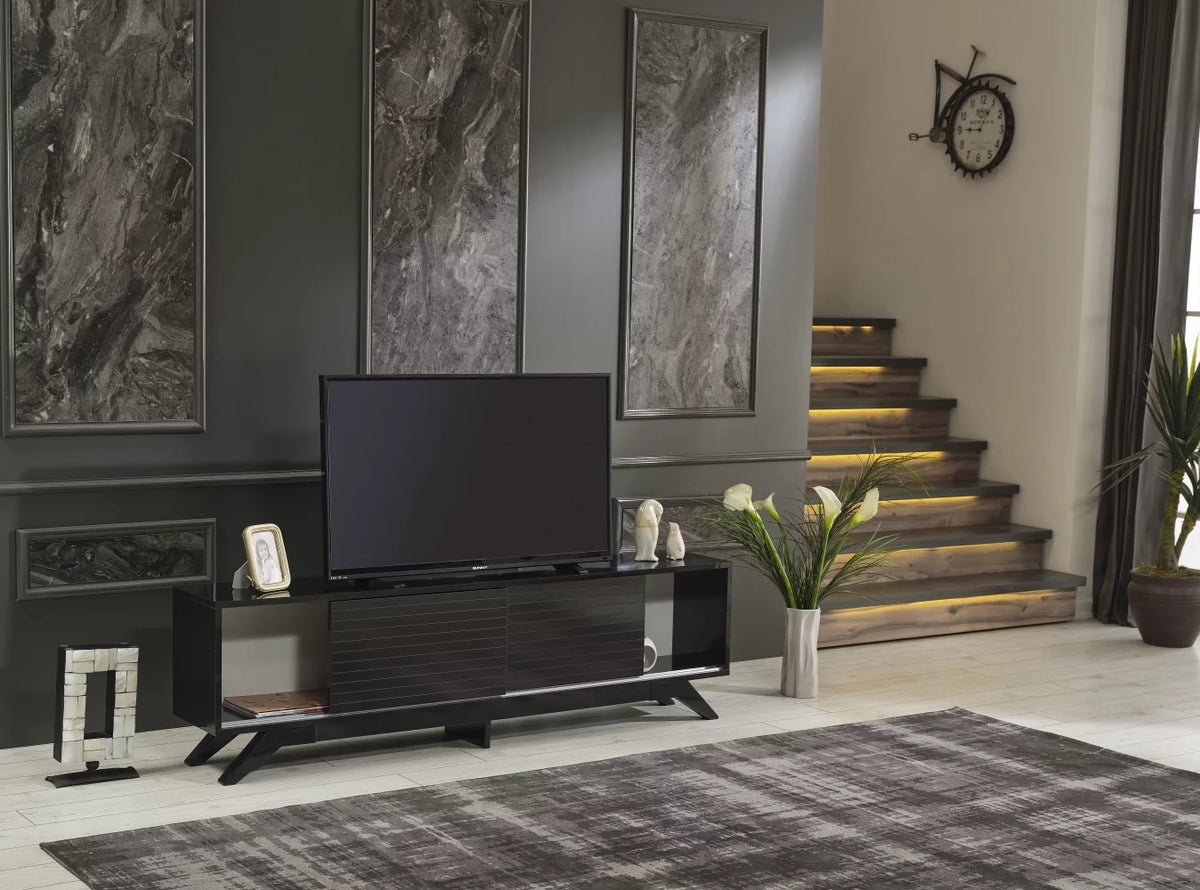 Black Mid Century Modern Tv Stand H579826