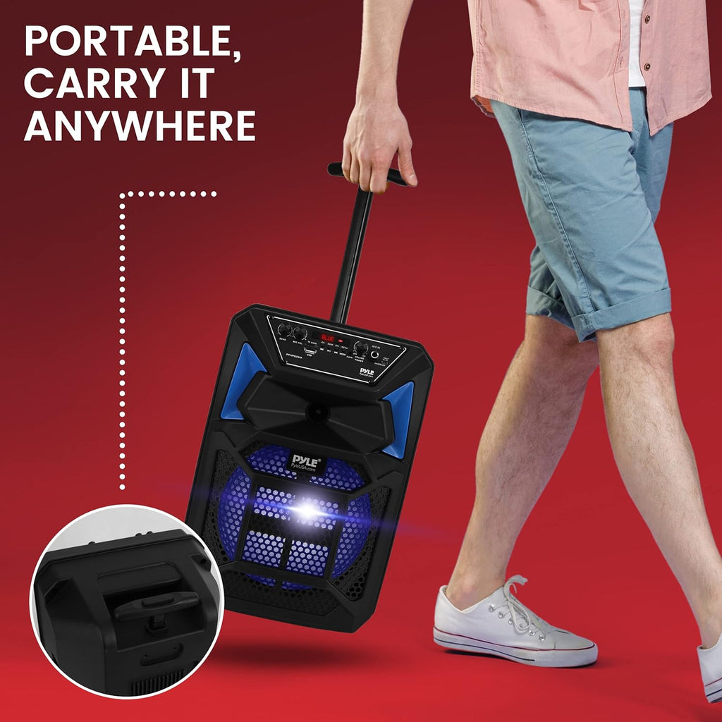 400W Portable Bluetooth PA Speaker System with Microphone and Rolling Wheels X476768