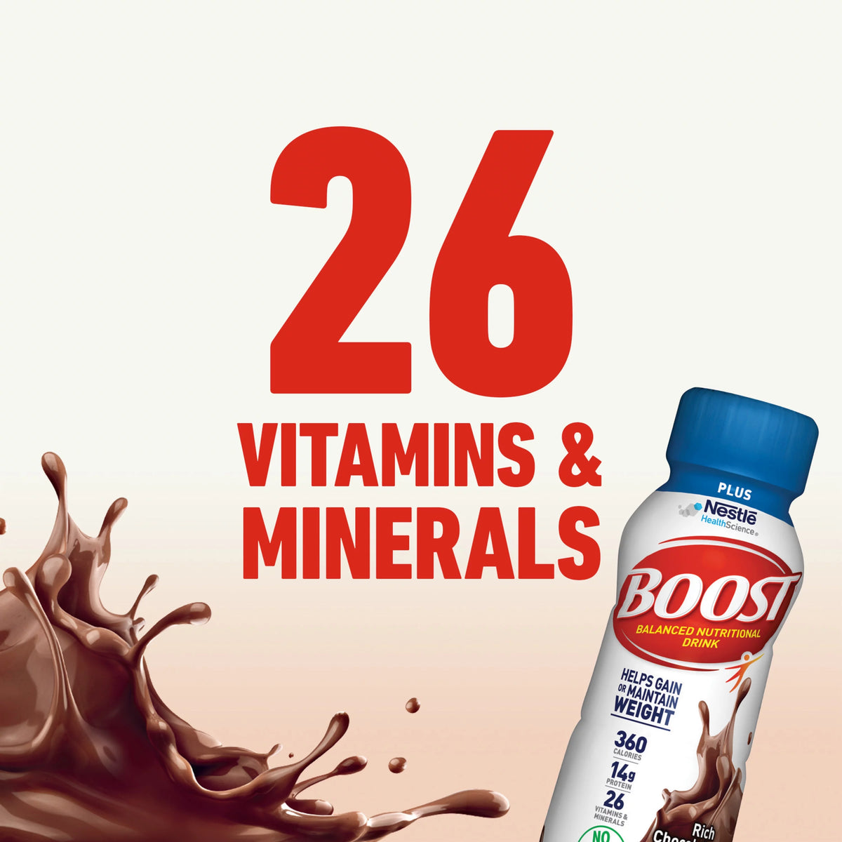 Rich Chocolate Nutritional Drink, 14g Protein, 12-8 fl oz Bottles V722069