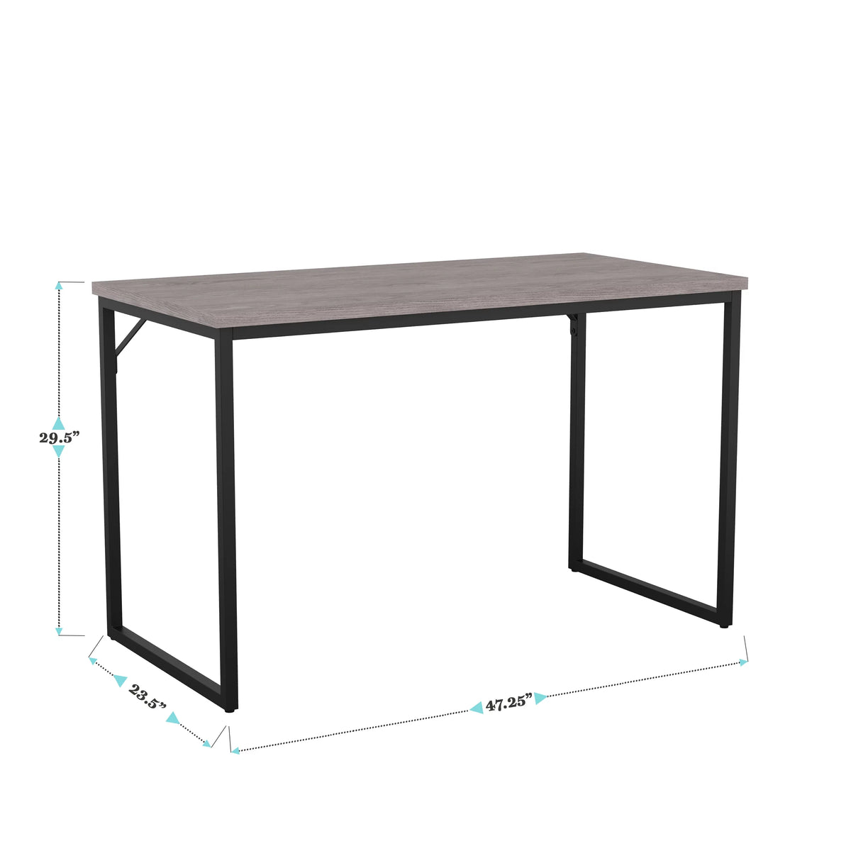 Gray Wood Grain Parsons Desk with Metal Frame X957