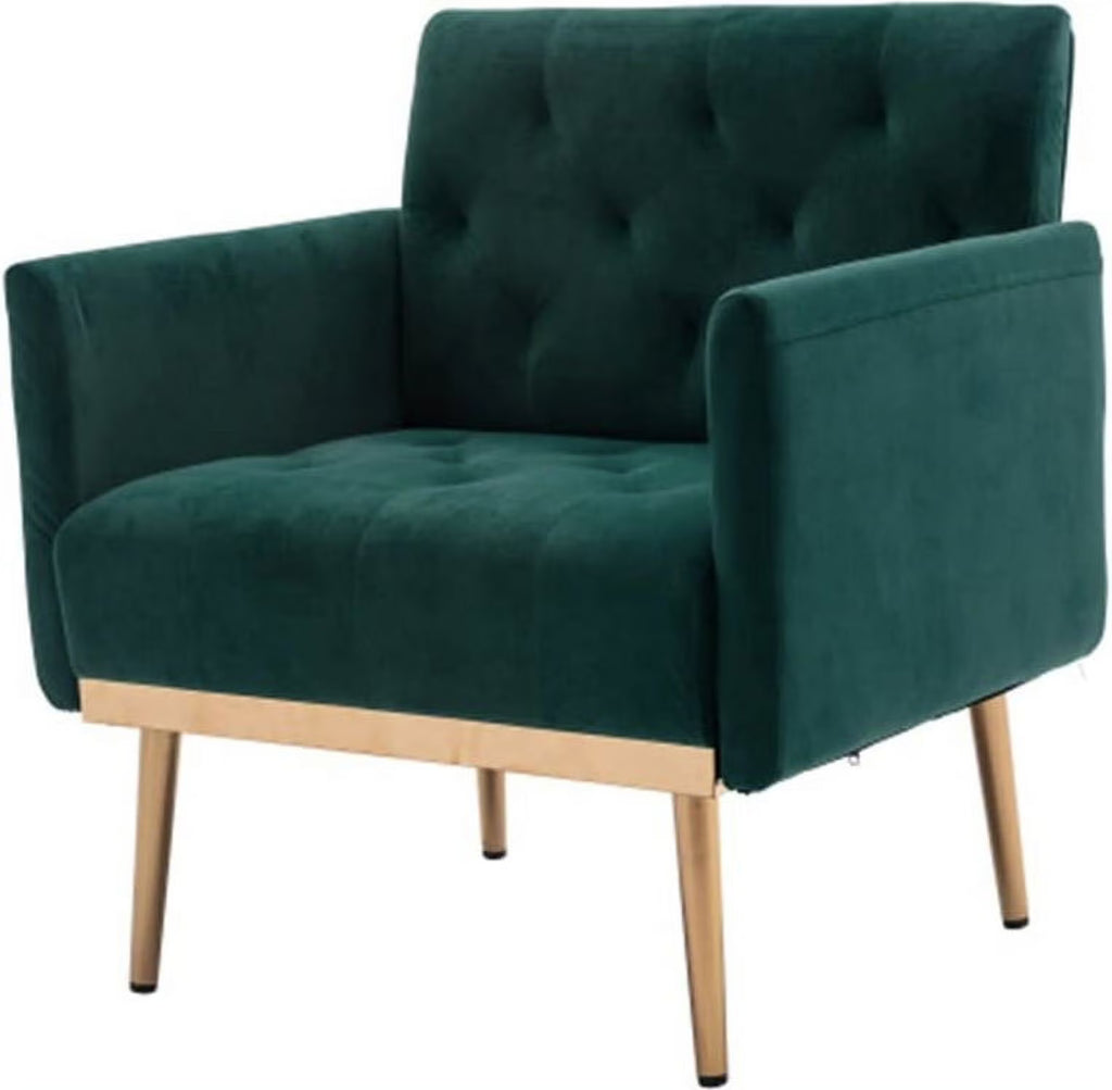 Square Velvet Accent Chair with Golden Metal Legs N58217