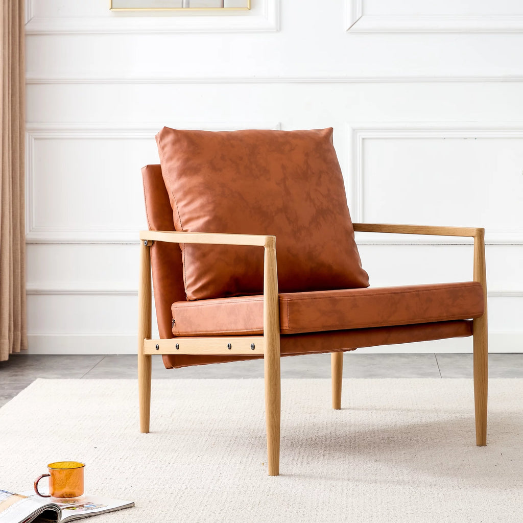 PU Leather Accent Arm Chair with Metal Frame U8905