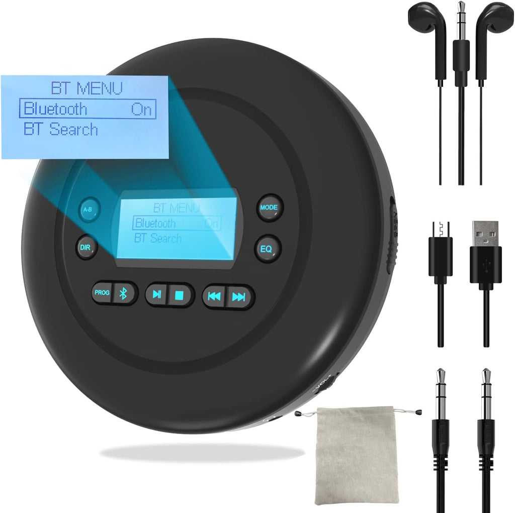 Portable Bluetooth CD Player with Dual Headphone Jack G1826