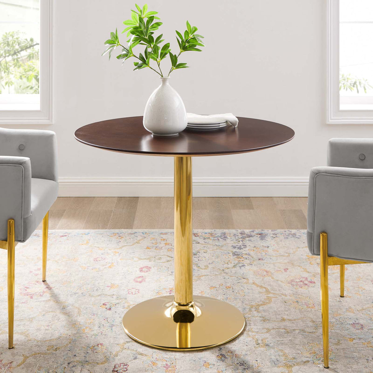 Round Wood & Metal Dining Table S7781