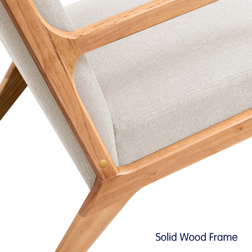 Linen Upholstered Accent Chair with Solid Wood Frame, Beige C641