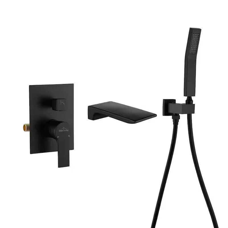 Wall Mount Roman Tub Faucet with Hand Shower Matte Black C6874