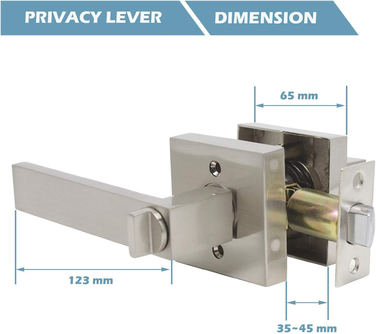 Satin Nickel Square Privacy Door Handles Leverset Lockset 10Pack X739466