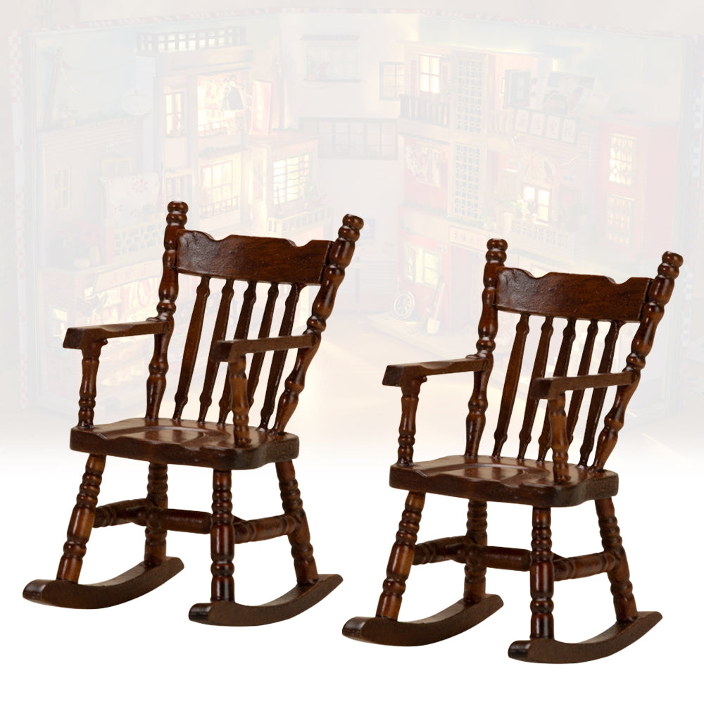 Walnut Dollhouse Rocking Chairs, 2 Pieces U4253