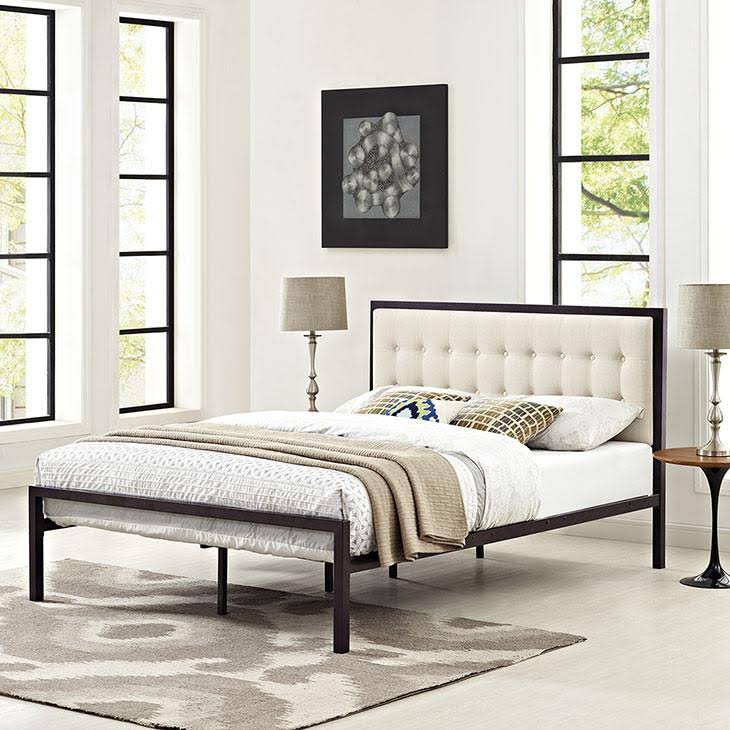 Full Fabric Bed, Brown Gray W5508