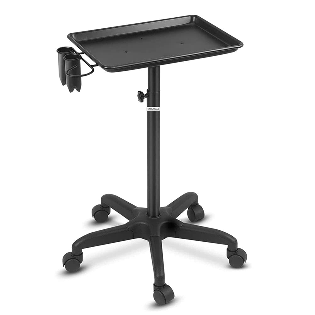 Black Aluminum Salon Tray Cart with Wheels S578