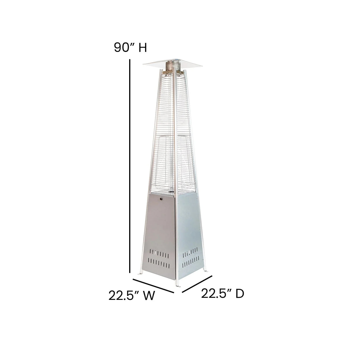 Silver Stainless Steel Propane Patio Heater with Wheels I977