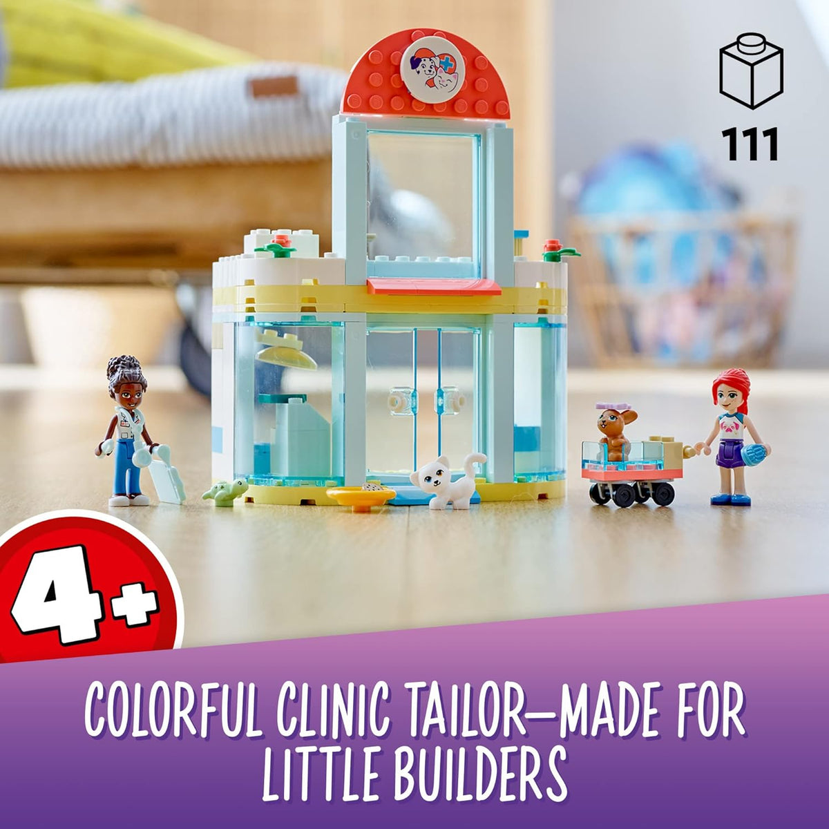 LEGO Friends Pet Clinic Building Kit with 2 Mini-Dolls and Cat and Rabbit Toys (111 Pieces) J7161