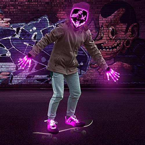 Halloween LED Mask Light Up Gloves and Glow Shoelaces O999588