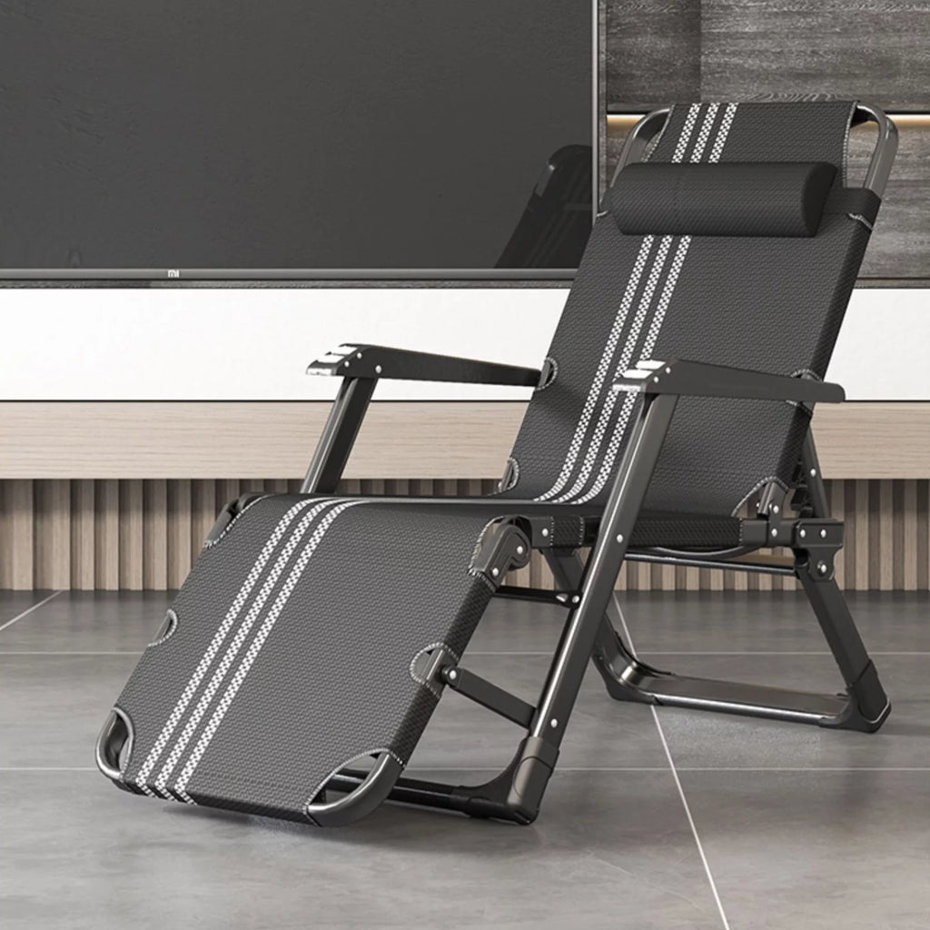 Gray Adjustable Folding Lounge Chair with Pillow G4253