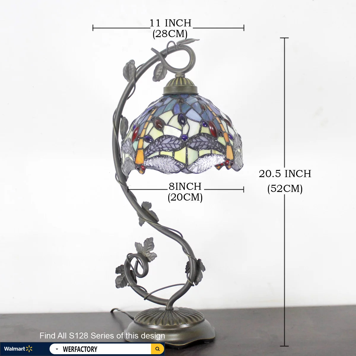 Stained Glass Desk Lamp Blue Yellow 21" Tall M336895