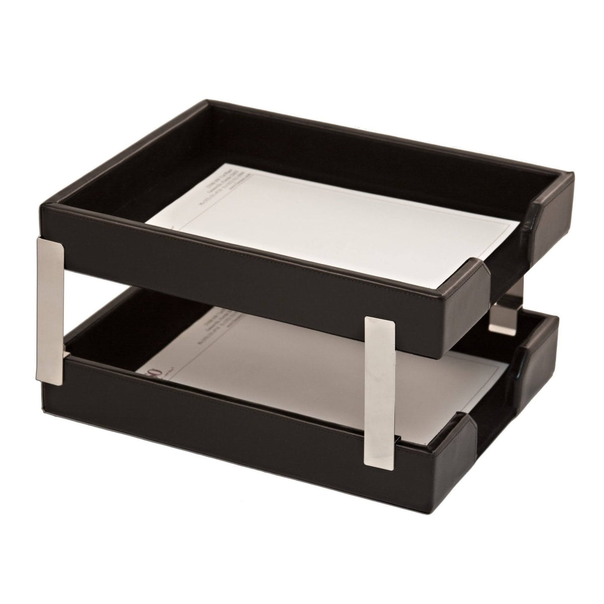 Black Leather Letter Trays Q3538