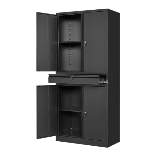 Metal Garage Storage Cabinet with 2 Doors and 2 Adjustable Shelves I575