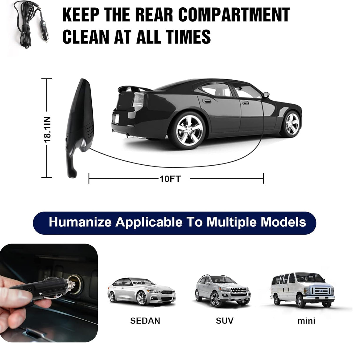 7500Pa Portable Handheld Car Vacuum T3158