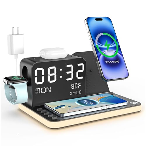 7-in-1 Wireless Charging Station with Adjustable Brightness Night Light F8411