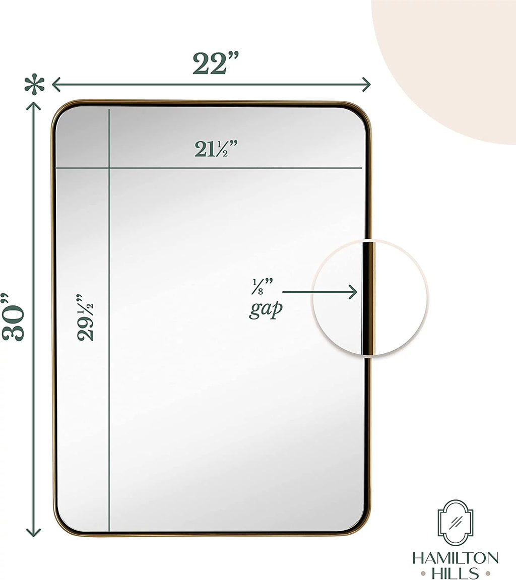 Gold Framed Rounded Corner Wall Mirror 22" x 30" N8955
