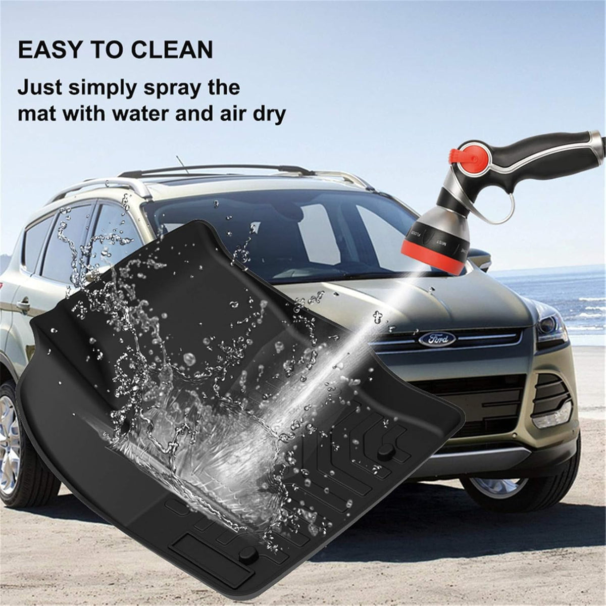 Black TPE All Weather Floor Mats for Ford Escape T426