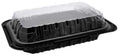 Black Polypropylene Takeout Container with Clear Dome Lid 24 Ounce A921374