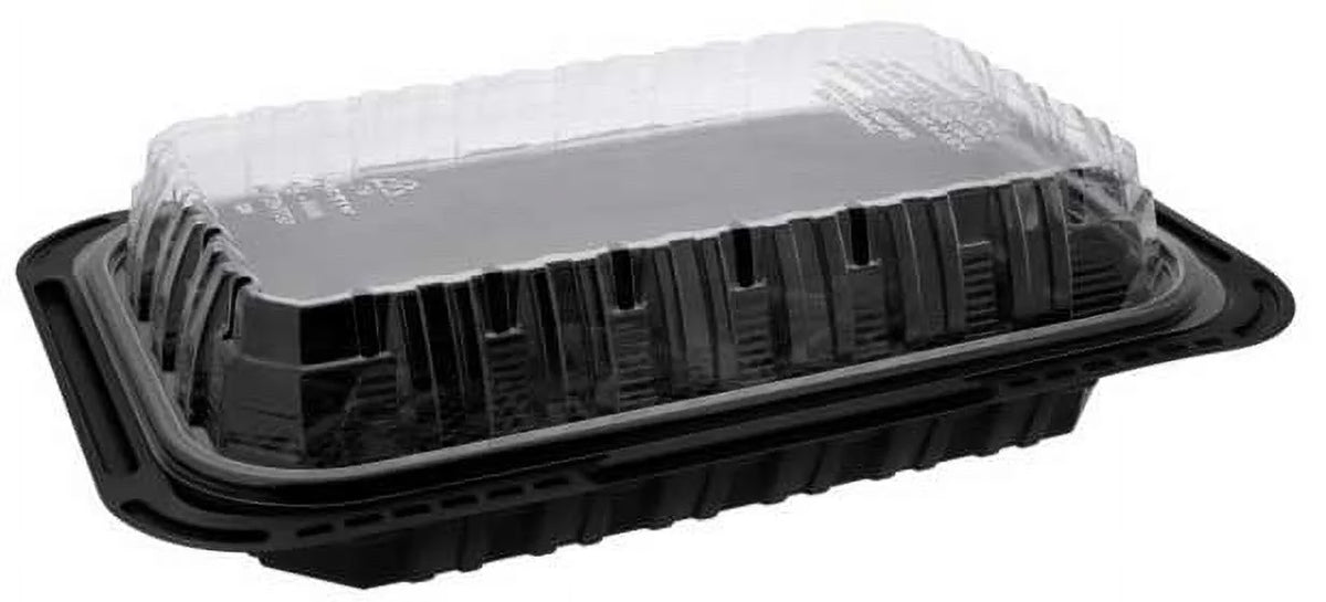 Black Polypropylene Takeout Container with Clear Dome Lid 24 Ounce A921374