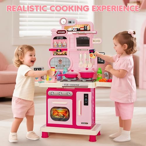 Kids Kitchen Playset with Sound & Light, Play Sink and Play Food J47062
