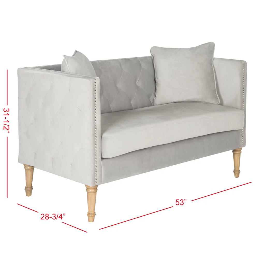 Grey Tufted Settee With Pillows U898878