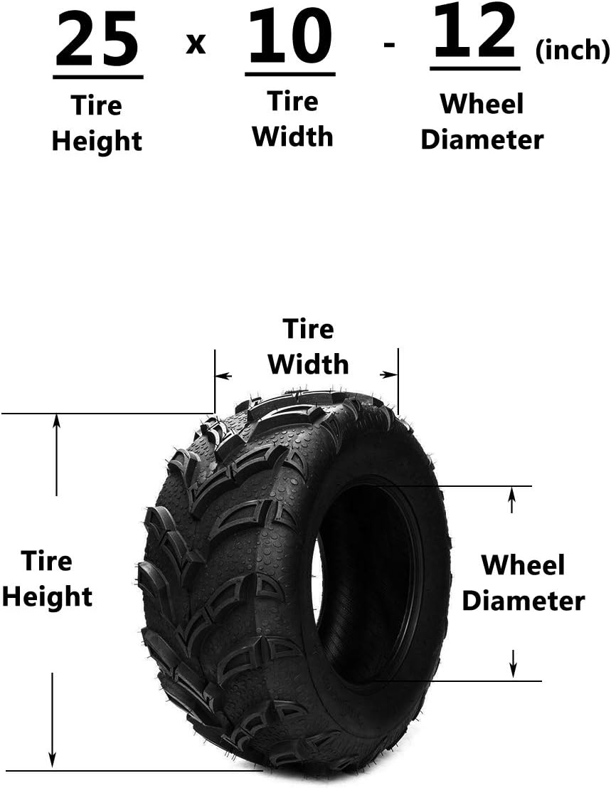 Set of 2 Tubeless All-Terrain Tires 25x10-12 6PR I109602