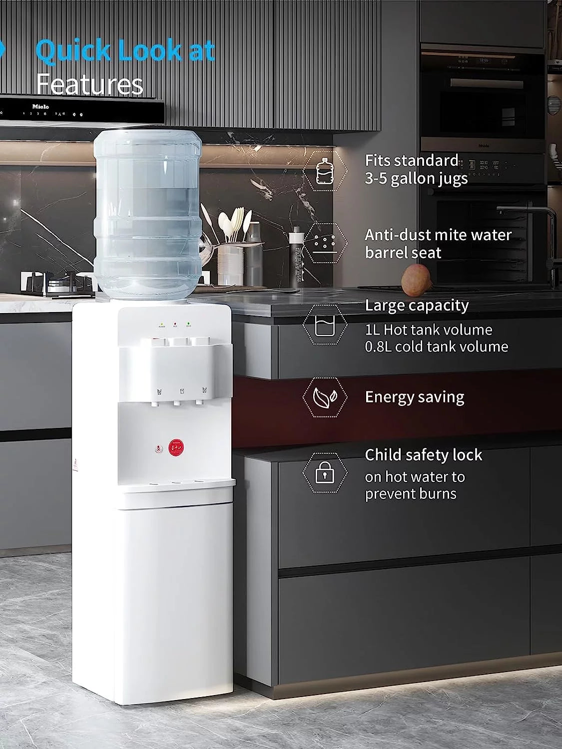 Top Loading Hot & Cold Water Cooler Dispenser White L6005