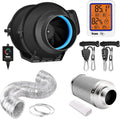 4 Inch 118 CFM Inline Blower Fan Air Carbon Filter, 25 Feet Ducting Hose Variable Speed Controller, Digital Hygrometer Thermometer, 1-Pair Rope Hanger Combo T256762