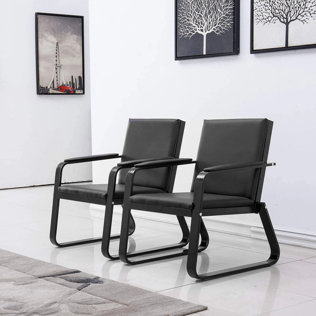 Black PU Leather Waiting Room Chair With Armrest O1400