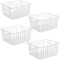 Wire Storage Basket Bins Organizer with Handles, Pearl White, Set of 4 G38344