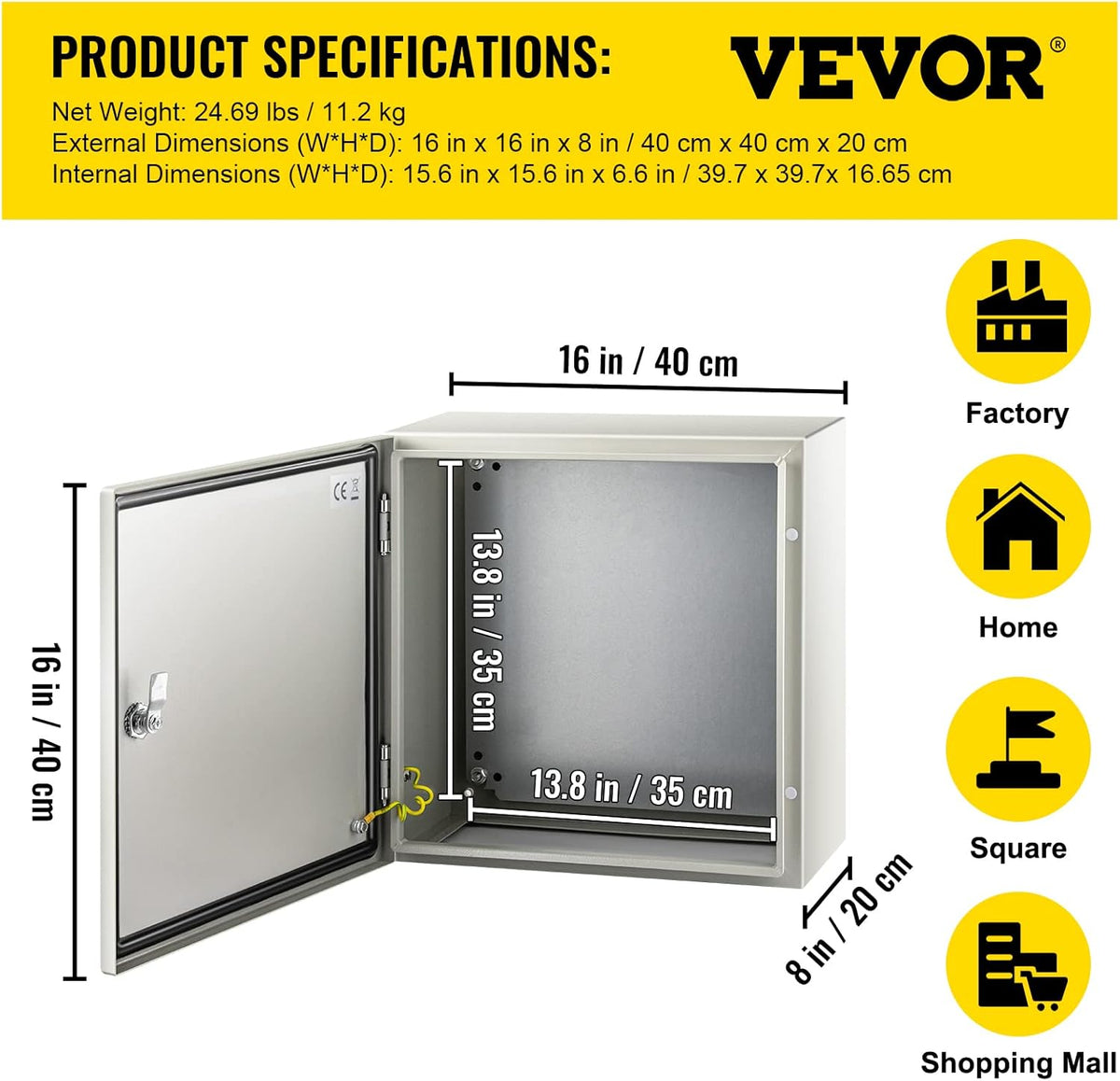 16 x 16 x 8'' NEMA 4X Steel Electrical Box with Mounting Plate O928931