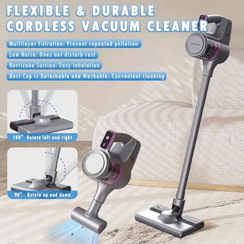 Cordless Stick Vacuum Cleaner with LED Display, 2000mAh Battery, Anti Hair Wrap P994
