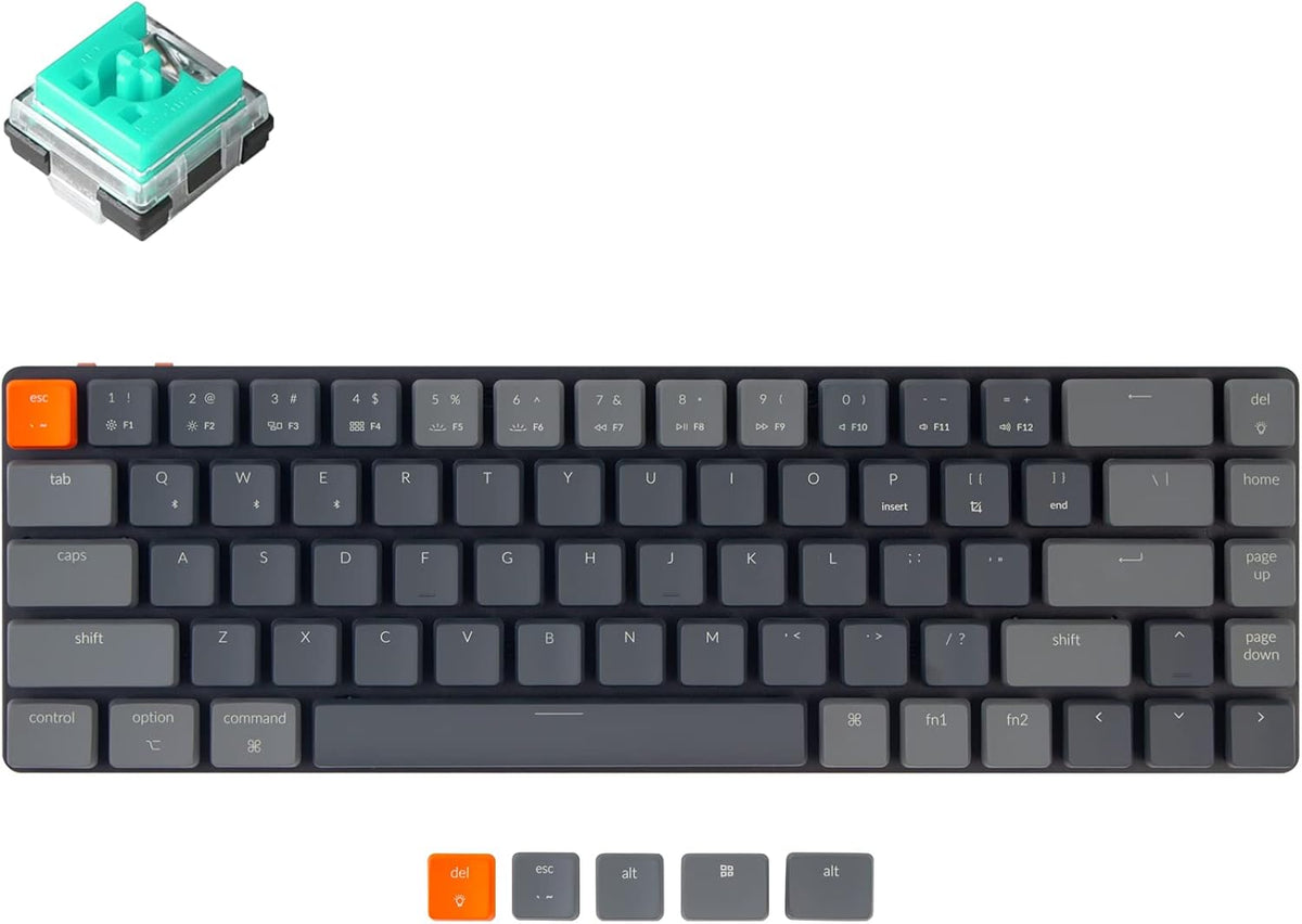 65% Layout Ultra-Slim Wireless Bluetooth Wired Mechanical Keyboard with Low-Profile Optical Blue Switch RGB Backlit 68 Keys M46563
