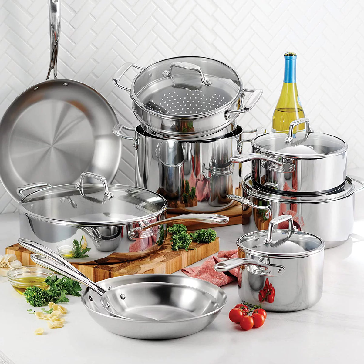 Stainless Steel Tri-Ply Clad 12-Piece Cookware Set X840495
