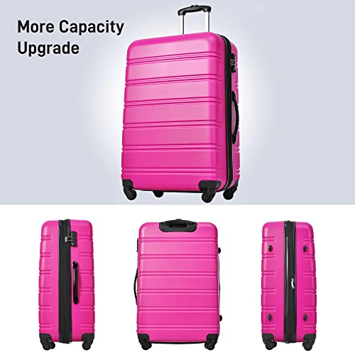 3 Piece Hardside Expandable Suitcase Set with Spinner Wheels and TSA Lock, 20 24 28 Inch, Rose Pink E287503