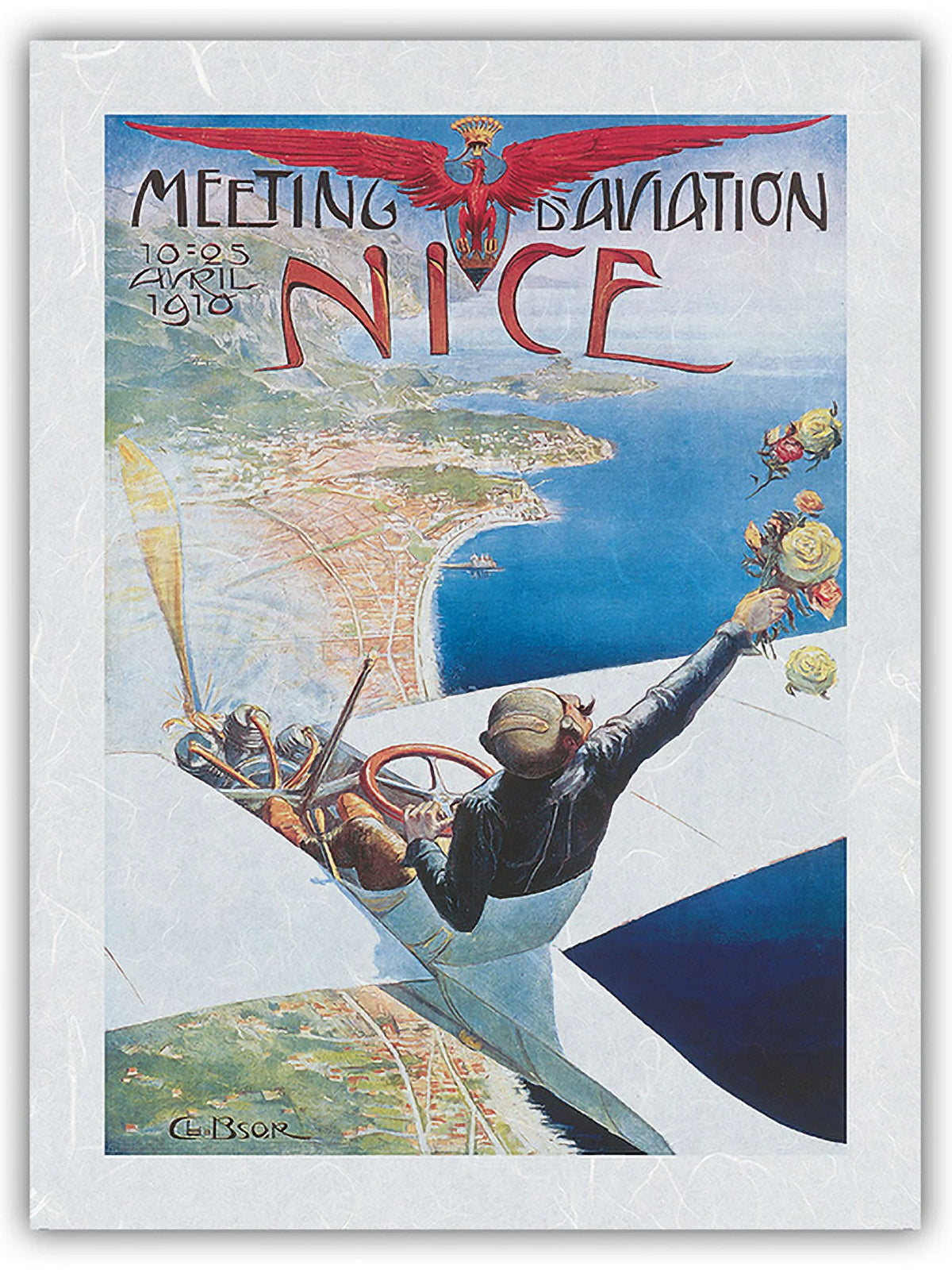Vintage Aviation Poster Japanese Unryu Rice Paper Art Print 12 x 16 in K277254