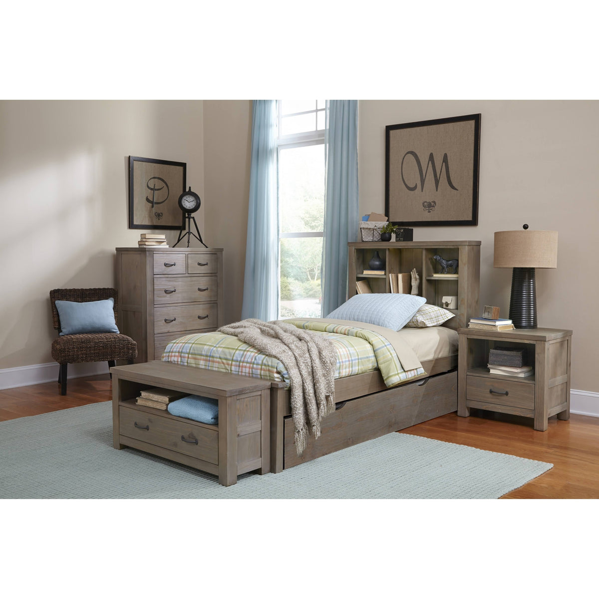 Twin Bookcase Bed with Trundle A904