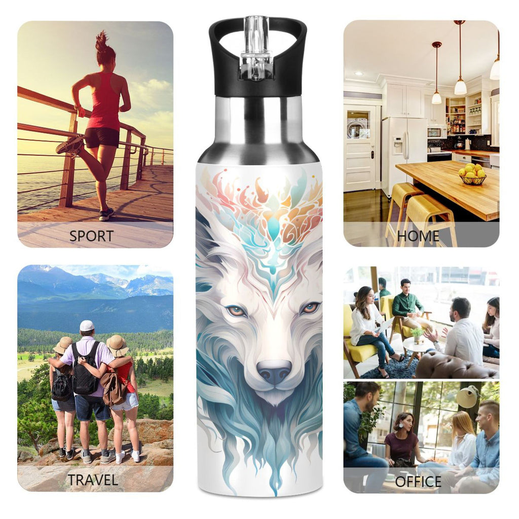 Blue Stainless Steel Insulated Water Bottle with Straw Lid Y24048