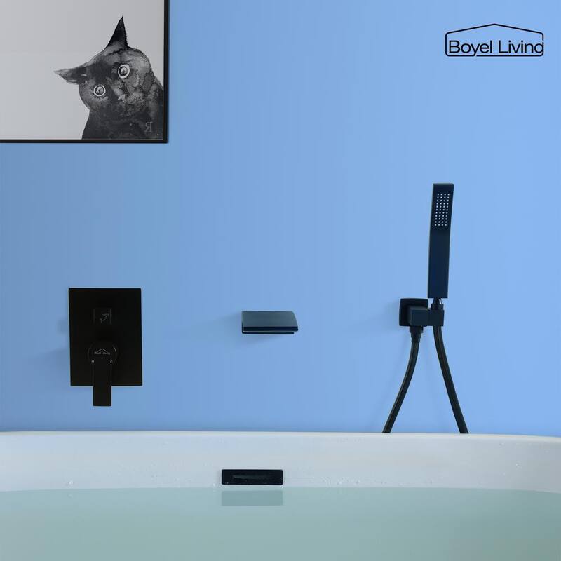 Wall Mount Roman Tub Faucet with Hand Shower Matte Black C6874